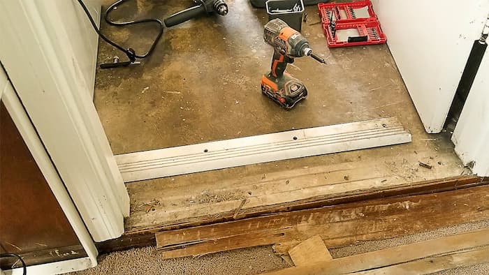 Replacing an Exterior Door Threshold Plate on Concrete